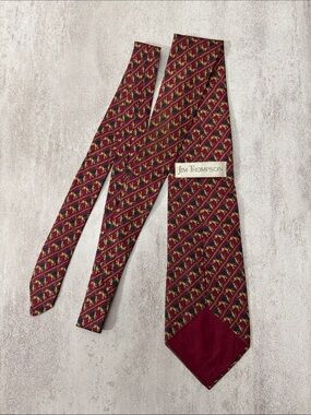 Thompson Burgundy Diagonal Motif Silk Tie